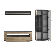 Wohnwand >DERA< (BxHxT: 235,2x171,2x46,4 cm) Artisan Eiche/Anthrazit Hochglanz