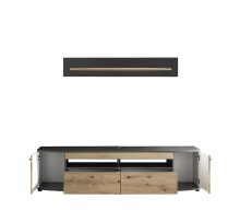 Wohnwand >DERA< (BxHxT: 200x166,3x46,4 cm) in Dekor Artisan Eiche