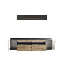 Wohnwand >DERA< (BxHxT: 200x166,3x46,4 cm) in Dekor Artisan Eiche