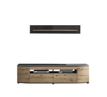 Wohnwand >DERA< (BxHxT: 200x166,3x46,4 cm) in Dekor Artisan Eiche