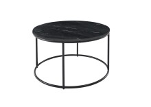 Couchtisch >Belfort< rund Ø80 cm – Schwarzer Marmor & Metallgestell modern