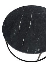 Couchtisch >Belfort< rund Ø80 cm – Schwarzer Marmor & Metallgestell modern