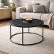 Couchtisch >Belfort< rund Ø80 cm – Schwarzer Marmor & Metallgestell modern