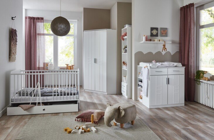 Babyzimmer-Komplettset >BORKUM< in WEISS