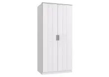Kleiderschrank >BORKUM< (BxH: 91x199 cm) in WEISS -...