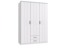 Kleiderschrank >BORKUM< (BxH: 135x199 cm) in WEISS - 135x199cm (BxH)