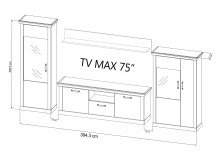 Wohnwand >PORTUM< (BxHxT: 394,3x205,5x40 cm) Dekor Lamellen Eiche/Anthrazit