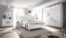 Kommode >Valeria< (BxHxT: 104x85x46 cm) Weiss Melamin mit Siebdruck und Spiegel
