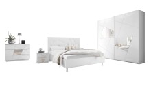 Kommode >Valeria< (BxHxT: 104x85x46 cm) Weiss Melamin mit Siebdruck und Spiegel
