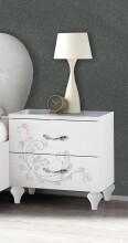 Nachtkommode >Noella< 2er-Set (BxHxT: 51x56x39 cm) in Weiss Melamin mit Siebdruck