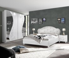 Nachtkommode >Noella< 2er-Set (BxHxT: 51x56x39 cm) in Weiss Melamin mit Siebdruck
