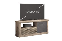 TV-Wand >PORTUM< (BxHxT: 150x66x40 cm) Dekor Lamellen Eiche-Anthrazit