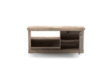 TV-Wand >PORTUM< (BxHxT: 150x66x40 cm) Dekor Lamellen Eiche-Anthrazit