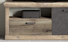 TV-Wand >PORTUM< (BxHxT: 150x66x40 cm) Dekor Lamellen Eiche-Anthrazit