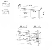 TV-Wand >PORTUM< (BxHxT: 150x66x40 cm) Dekor Lamellen Eiche-Anthrazit