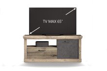 TV-Wand >PORTUM< (BxHxT: 150x66x40 cm) Dekor Lamellen Eiche-Anthrazit