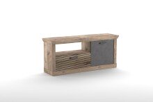 TV-Wand >PORTUM< (BxHxT: 150x66x40 cm) Dekor Lamellen Eiche-Anthrazit