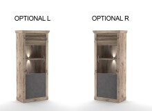 Vitrine >PORTUM< (BxHxT: 76x173,7x40 cm) Dekor Lamellen Eiche-Anthrazit