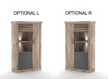Vitrine >PORTUM< (BxHxT: 106,3x173,7x40 cm) Dekor Lamellen Eiche-Anthrazit