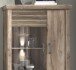 Vitrine >PORTUM< (BxHxT: 106,3x173,7x40 cm) Dekor Lamellen Eiche-Anthrazit