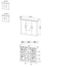 Highboard >PORTUM< (BxHxT: 133,9x120x40 cm) Dekor Lamellen Eiche/Anthrazit
