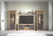 Wohnwand >PORTUM< (BxHxT: 364x205,5x40 cm) Dekor...