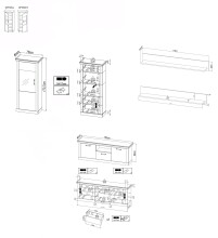 Wohnwand >PORTUM< (BxHxT: 364x180x40 cm) Dekor Lamellen Eiche-Anthrazit