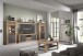Wohnwand >PORTUM< (BxHxT: 364x180x40 cm) Dekor Lamellen Eiche-Anthrazit