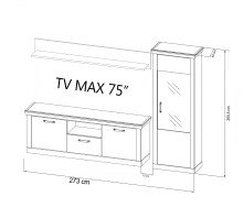 Wohnwand >PORTUM< (BxHxT: 273x205,5x40 cm) Dekor Lamellen Eiche-Anthrazit