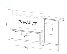 Wohnwand >PORTUM< (BxHxT: 303,3x180x40 cm) Dekor Lamellen Eiche-Anthrazit