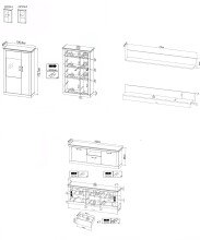 Wohnwand >PORTUM< (BxHxT: 303,3x180x40 cm) Dekor Lamellen Eiche-Anthrazit