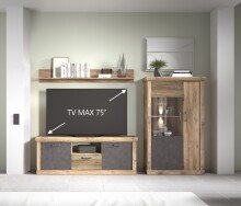 Wohnwand >PORTUM< (BxHxT: 303,3x180x40 cm) Dekor...