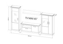 Wohnwand >PORTUM< (BxHxT: 362,3x205,5x40 cm) Dekor Lamellen Eiche-Anthrazit