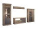 Wohnwand >PORTUM< (BxHxT: 362,3x205,5x40 cm) Dekor Lamellen Eiche-Anthrazit