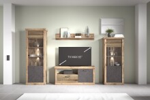 Wohnwand >PORTUM< (BxHxT: 332x205,5x40 cm) Dekor...