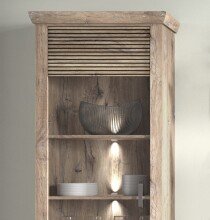 Wohnwand >PORTUM< (BxHxT: 332x205,5x40 cm) Dekor Lamellen Eiche-Anthrazit