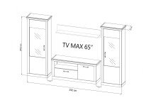 Wohnwand >PORTUM< (BxHxT: 332x205,5x40 cm) Dekor Lamellen Eiche-Anthrazit