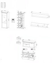 Wohnwand >PORTUM< (BxHxT: 332x205,5x40 cm) Dekor Lamellen Eiche-Anthrazit