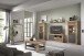 Wohnwand >PORTUM< (BxHxT: 332x180x40 cm) Dekor Lamellen Eiche-Anthrazit