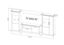 Wohnwand >PORTUM< (BxHxT: 362,3x180x40 cm) Dekor Lamellen Eiche-Anthrazit
