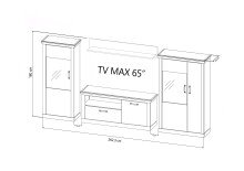 Wohnwand >PORTUM< (BxHxT: 362,3x180x40 cm) Dekor Lamellen Eiche-Anthrazit