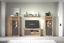 Wohnwand >PORTUM< (BxHxT: 362,3x180x40 cm) Dekor...