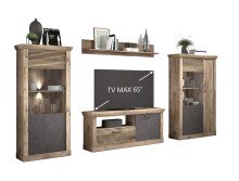 Wohnwand >PORTUM< (BxHxT: 362,3x180x40 cm) Dekor Lamellen Eiche-Anthrazit