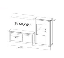 Wohnwand >PORTUM< (BxHxT: 271,3x180x40 cm) Dekor Lamellen Eiche-Anthrazit