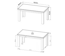 Esstisch >PORTUM< (BxHxT: 159,5x76,4x89,5 cm) in Dekor Flagstaff Eiche