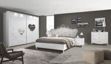 Bett >Salvina< (BxHxT: 206x130x205 cm) in Weiss - 206x130x205cm (BxHxT)