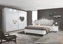 Nachtkommode >Salvina< 2er-Set (BxHxT: 51x56x39 cm) in Weiss Melamin mit Siebdruck