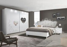 Nachtkommode >Salvina< 2er-Set (BxHxT: 51x56x39 cm) in Weiss Melamin mit Siebdruck