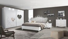 Nachtkommode >Salvina< 2er-Set (BxHxT: 51x56x39 cm) in Weiss Melamin mit Siebdruck