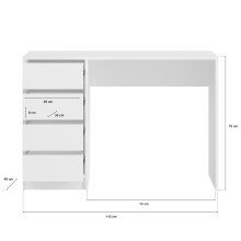 Schminktisch >Emma< (BxHxT: 110x75x48 cm) in weiß/weiß hochglanz